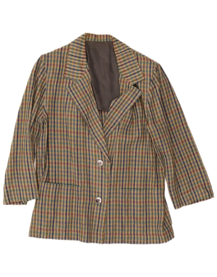 Vintage Womens 2 Button Blazer Jacket UK 18 XL Multicoloured Gingham