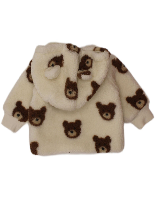 Monsoon Baby Girls Graphic Hooded Fleece Jacket 0-3 Months Off White