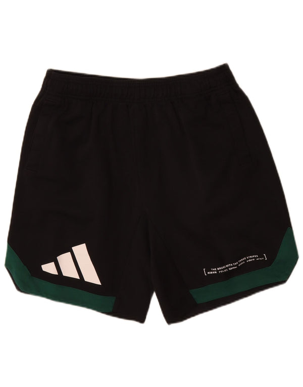 Ανδρικό γραφικό αθλητικό σορτς Adidas μεγάλο μαύρο χρώμα, βαμβακερό