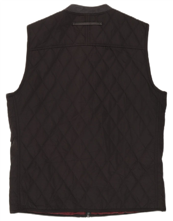 Zara Herre Quilted Gilet UK 40 Large Black Polyester