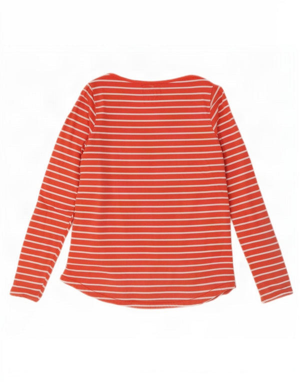 Fat Face Womens Top Long Sleeve UK 12 Medium Orange Striped Cotton