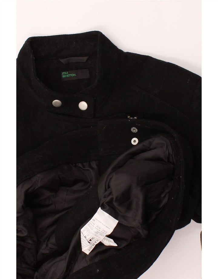 BENETTON Womens Crop Blazer Jacket UK 14 Medium  Black Wool Vintage Benetton and Second-Hand Benetton from Messina Hembry 