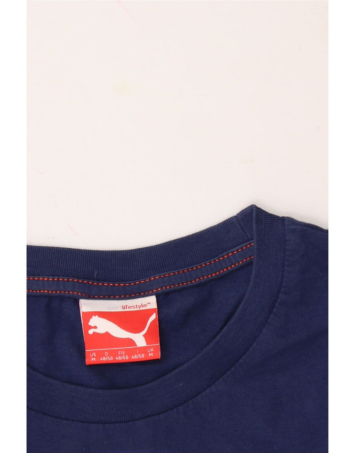 PUMA Mens Graphic T-Shirt Top Medium Navy Blue Vintage Puma and Second-Hand Puma from Messina Hembry 