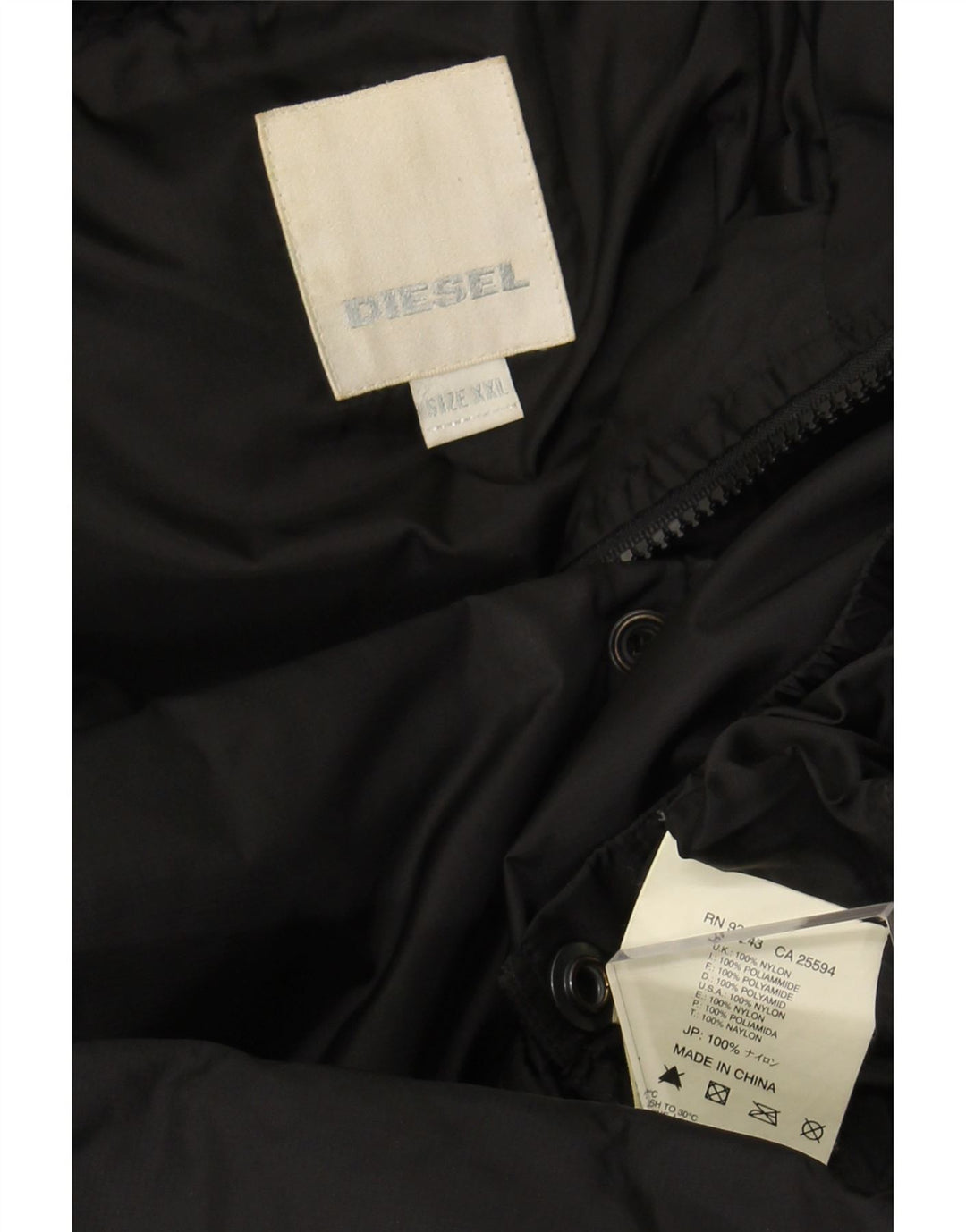 DIESEL Mens Padded Jacket UK 44 2XL Black Nylon