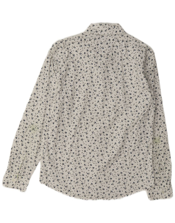 Abercrombie & Fitch Herren-Hemd mit Super-Slim-Passform, Größe S, Weiß, Blumenmuster, Baumwolle
