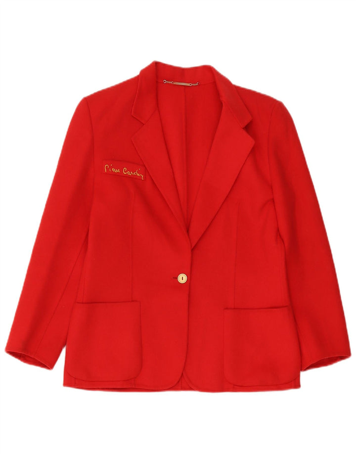 Pierre Cardin Womens 1 Button Blazer Jacket IT 42 Medium Red Wool Classic