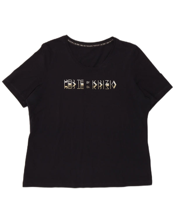 T-shirt grafica regolare da donna Perte by Krizia Top UK 12 Medium Navy Blue