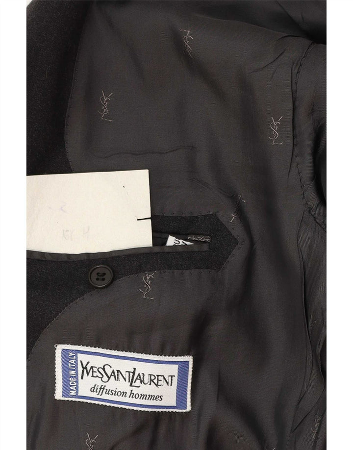Yves Saint Laurent Mens 2 Button Blazer Jacket IT 56 3XL Grey Wool Classic
