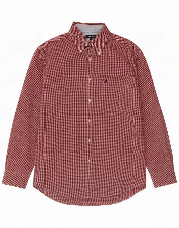 Tommy Hilfiger Mens Shirt Large Red Gingham Cotton