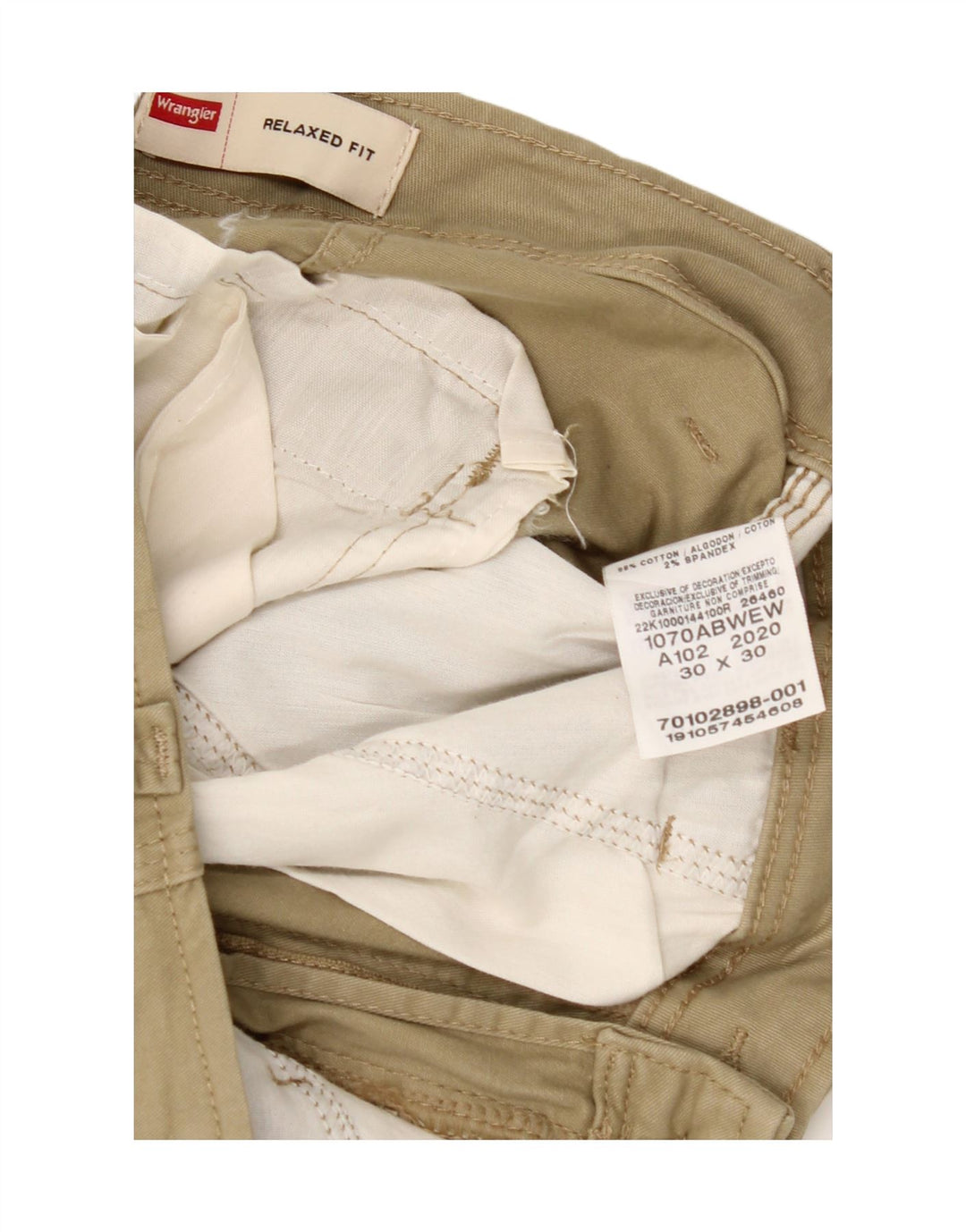 WRANGLER Mens Relaxed Fit Cargo Trousers W30 L30 Beige Cotton Vintage Wrangler and Second-Hand Wrangler from Messina Hembry 
