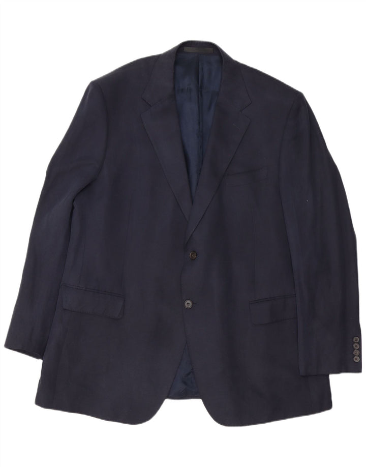Jachetă pentru bărbați Marks & Spencer, cu 2 nasturi, UK 46 XL, mătase bleumarin