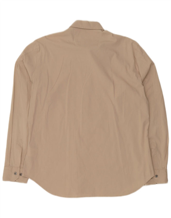 HUGO BOSS Mens Shirt Large Beige Cotton