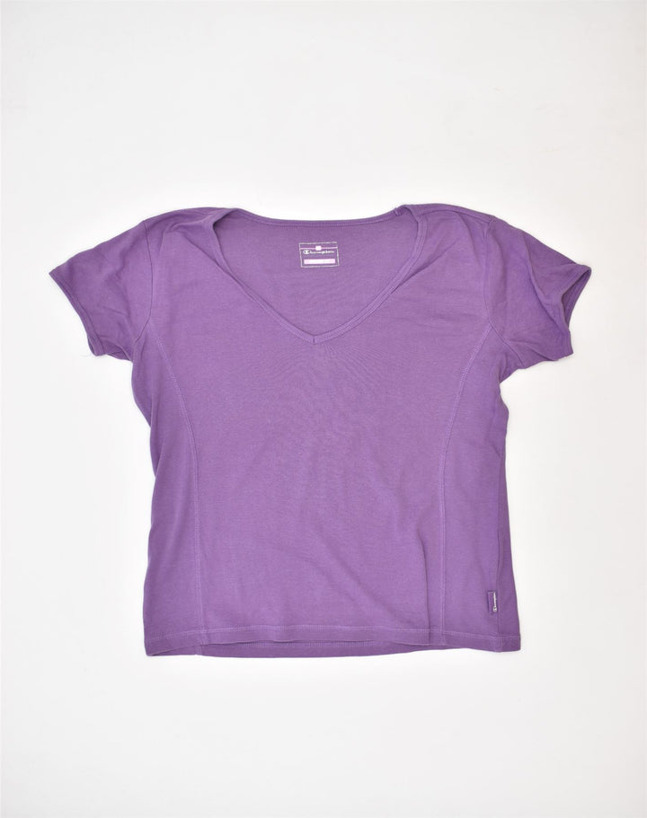 CHAMPION Womens T-Shirt Top UK 18 XL Purple Cotton | Vintage | Thrift | Second-Hand | Used Clothing | Messina Hembry 