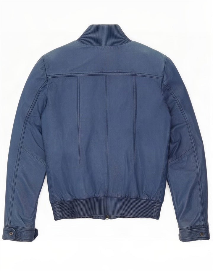Jaqueta de couro feminina Bomboogie UK 12 azul médio