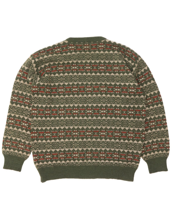 Πουλόβερ Silvy Mens Crew Neck Jumper IT 52 Large Green Fair Isle