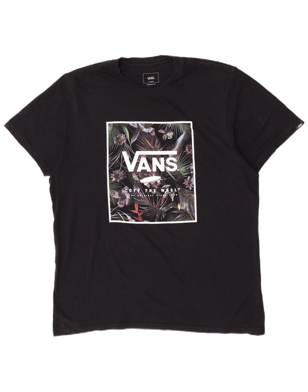 Męski T-shirt Vans Custom Fit z grafiką, góra XL, czarna, bawełniana