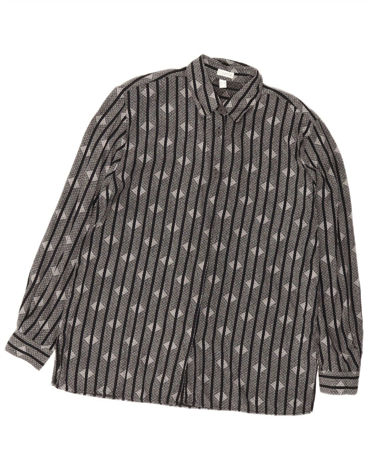 Vintage Womens Shirt UK 16 Large  Black Striped