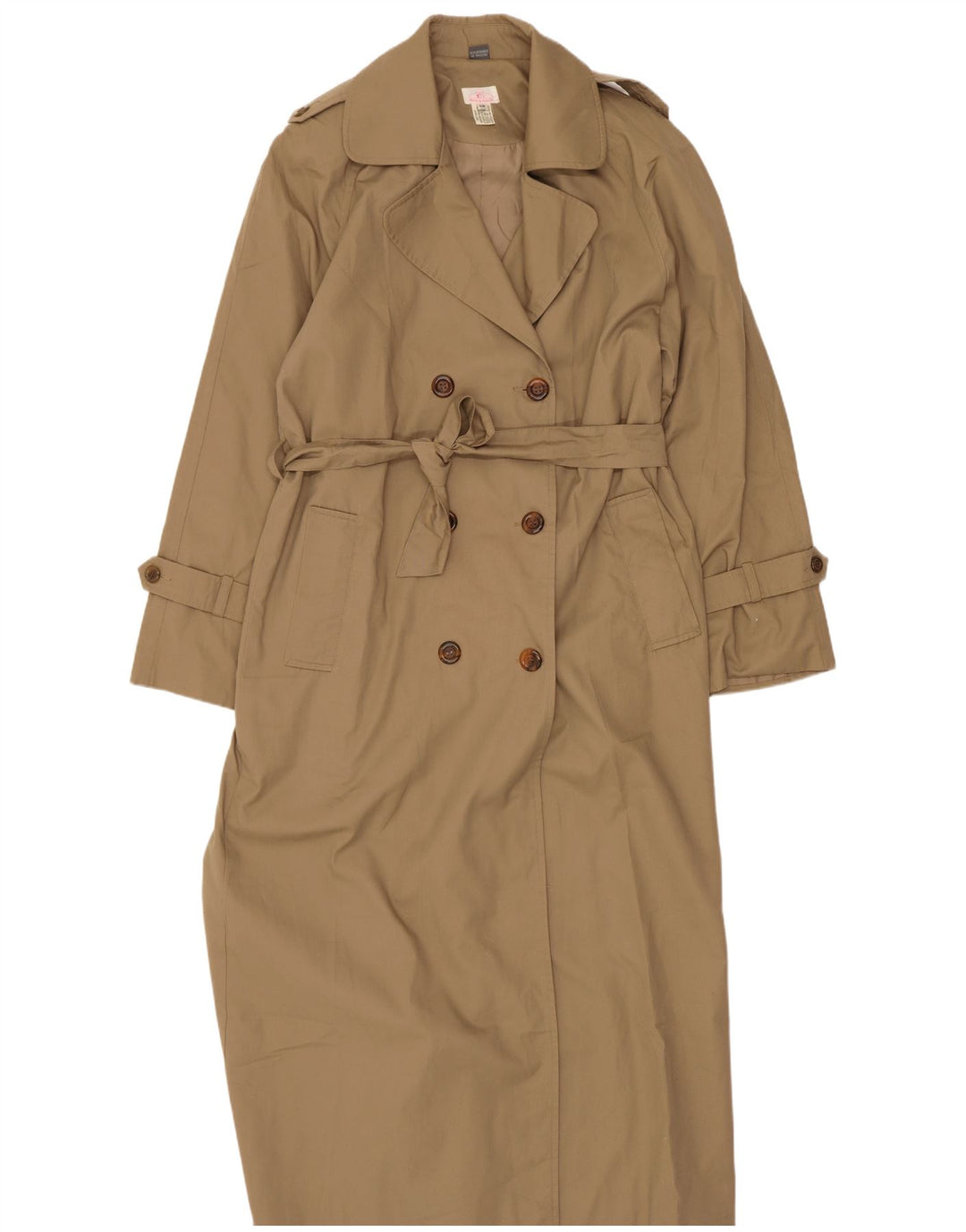 Vintage Womens Longline Oversized Trench Coat IT 40 Small Beige Polyester