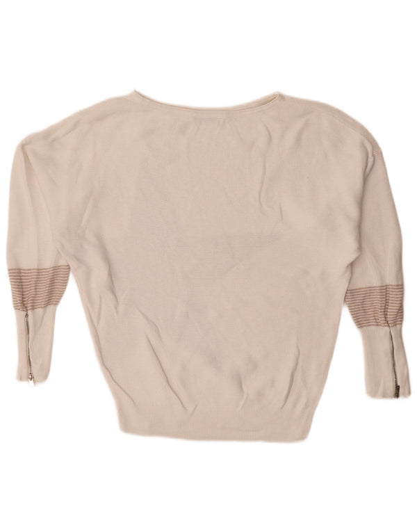 MINT VELVET Womens Oversized Boat Neck Jumper Sweater UK 6 XS White Striped