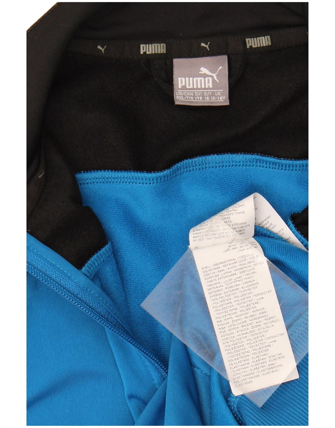 Puma Boys Tracksuit Top Jacket 15-16 Years Blue Colourblock Polyester