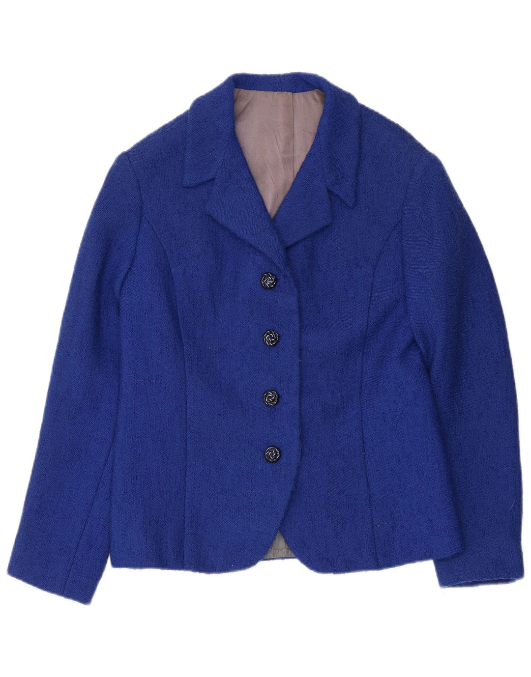 VINTAGE Dame 4-knaps blazerjakke UK 12 Medium Blue