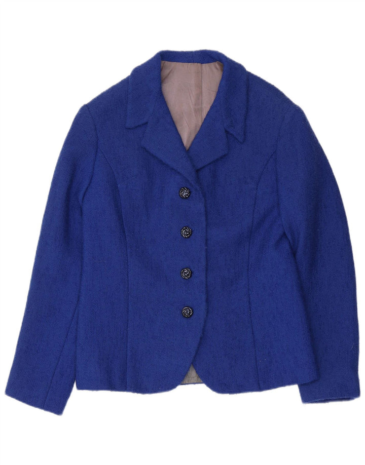 VINTAGE Dame 4-knaps blazerjakke UK 12 Medium Blue