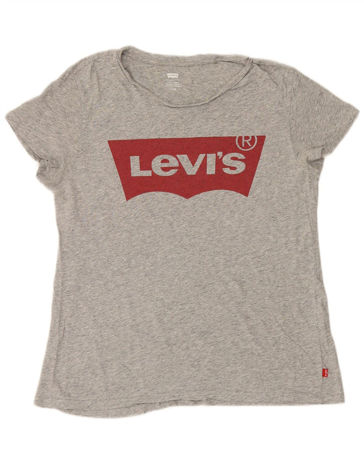 LEVI'S Womens Graphic T-Shirt Top UK 16 Large Grey