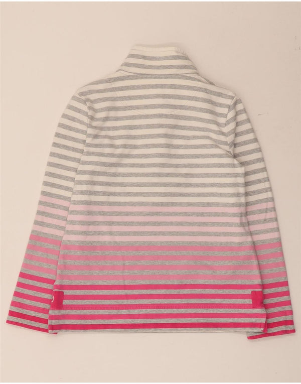 Joules Dame Button Neck Sweatshirt Jumper UK 12 Medium Grå Stribet