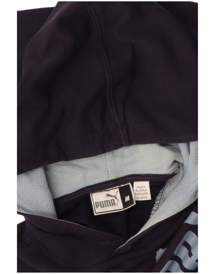 PUMA Mens Graphic Hoodie Jumper Medium Navy Blue Colourblock