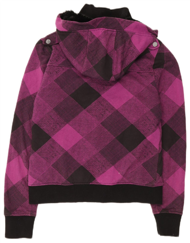 Roxy Dame Hooded Bomber Jacket UK 12 Medium Lilla Ternet Bomuld