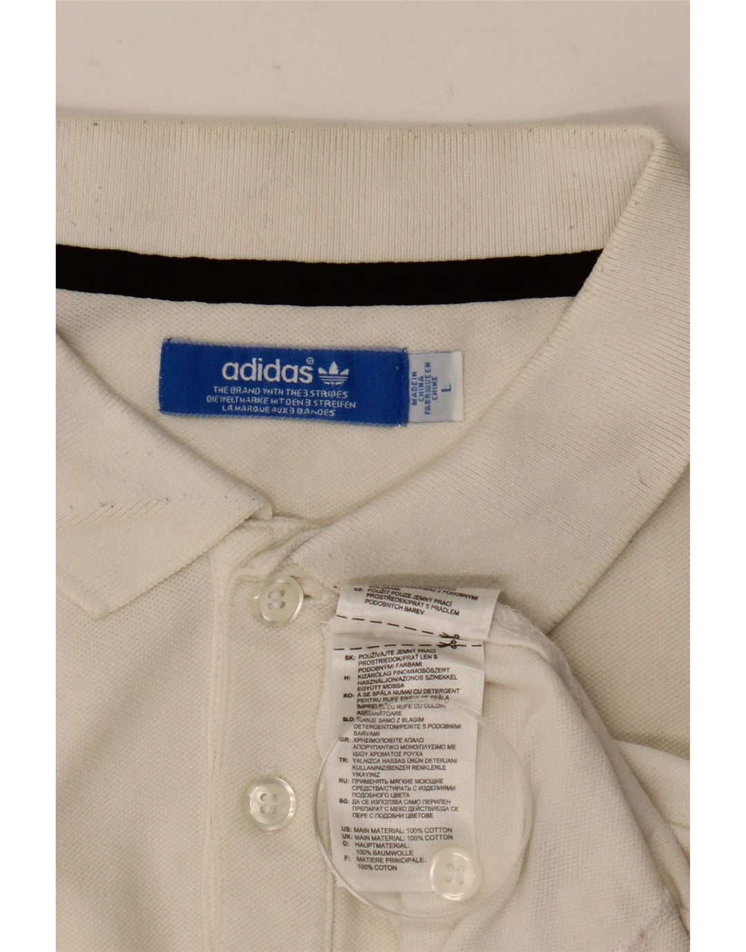 Adidas Mens Polo Shirt Large White Cotton