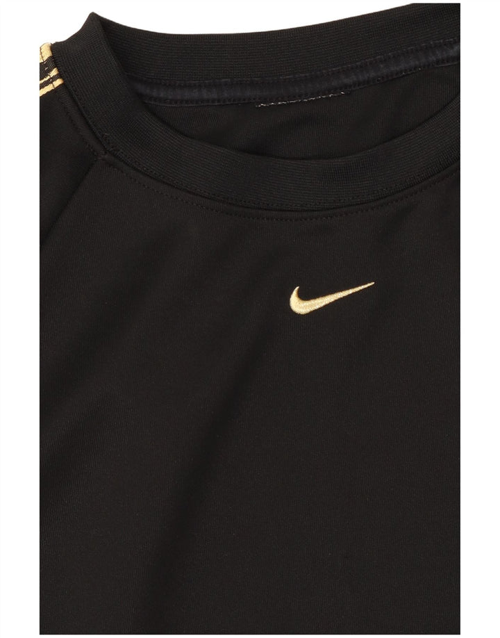 NIKE Womens Graphic Sweatshirt Jumper UK 12 Medium Black Colourblock