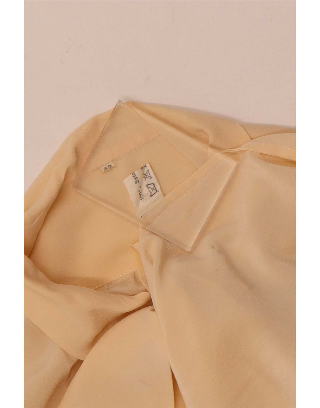 Camicetta vintage da donna con cravatta sul davanti IT 42 Seta gialla media