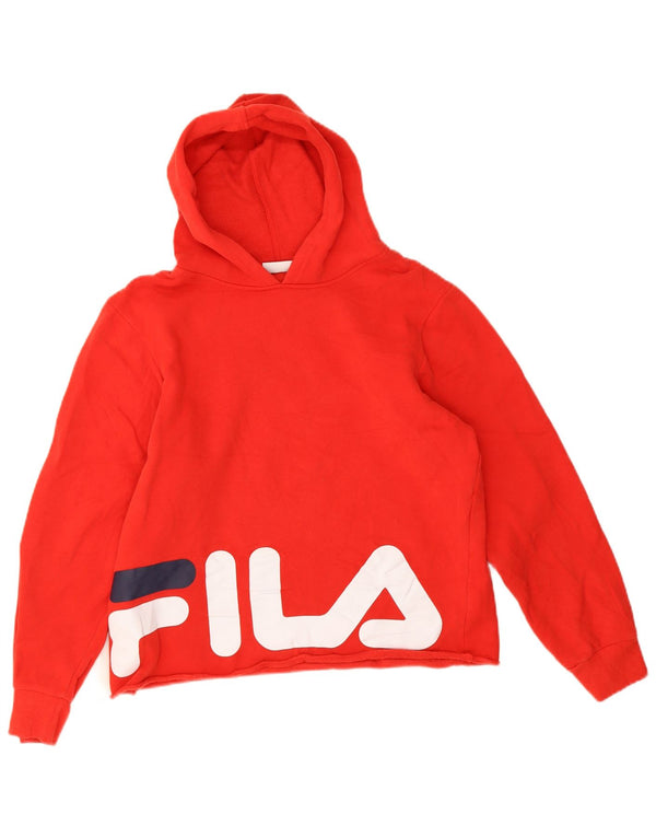 Fila Girls Graphic Hoodie Jumper 13-14 Years Red Cotton