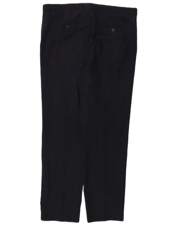 Marks & Spencer Mens Tailored Suit Trousers W36 L31 Navy Blue Pinstripe