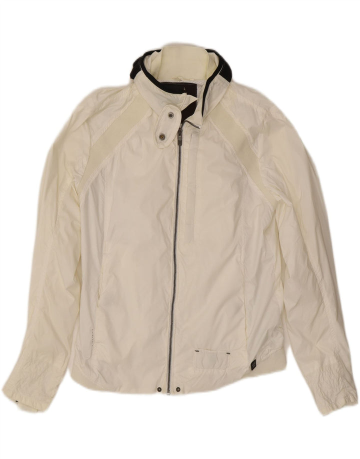 G-STAR Womens Hooded Rain Jacket UK 14 Large White Polyamide