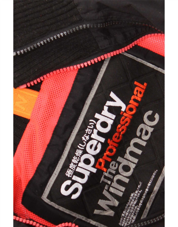 Jaqueta de chuva com capuz Superdry Womens The Windmac UK 36 poliéster preto pequeno