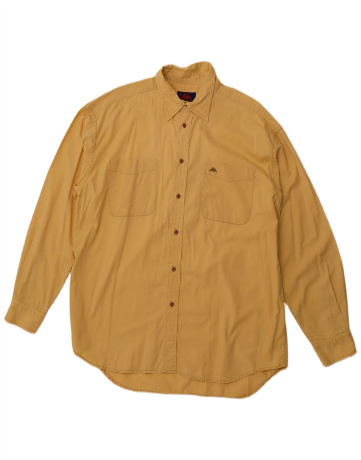 KAPPA Mens Shirt Large Yellow Cotton