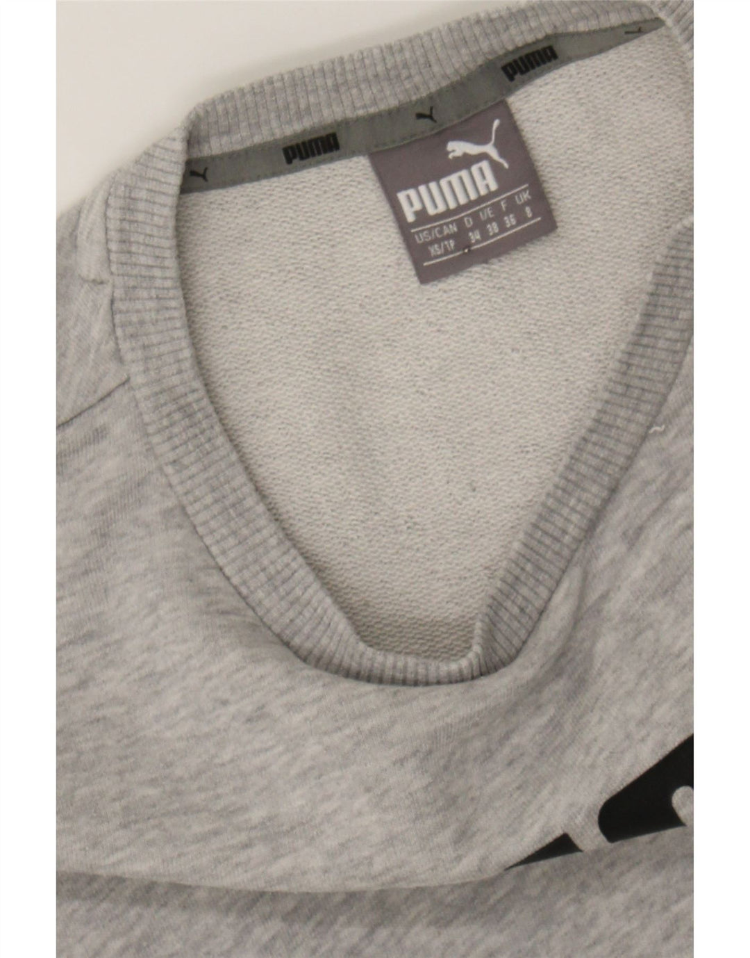 PUMA Womens Graphic Sweatshirt Jumper UK 8 Small  Grey Cotton Vintage Puma and Second-Hand Puma from Messina Hembry 