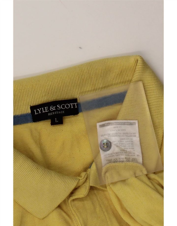 Lyle & Scott Mens Polo Shirt Large Yellow Cotton