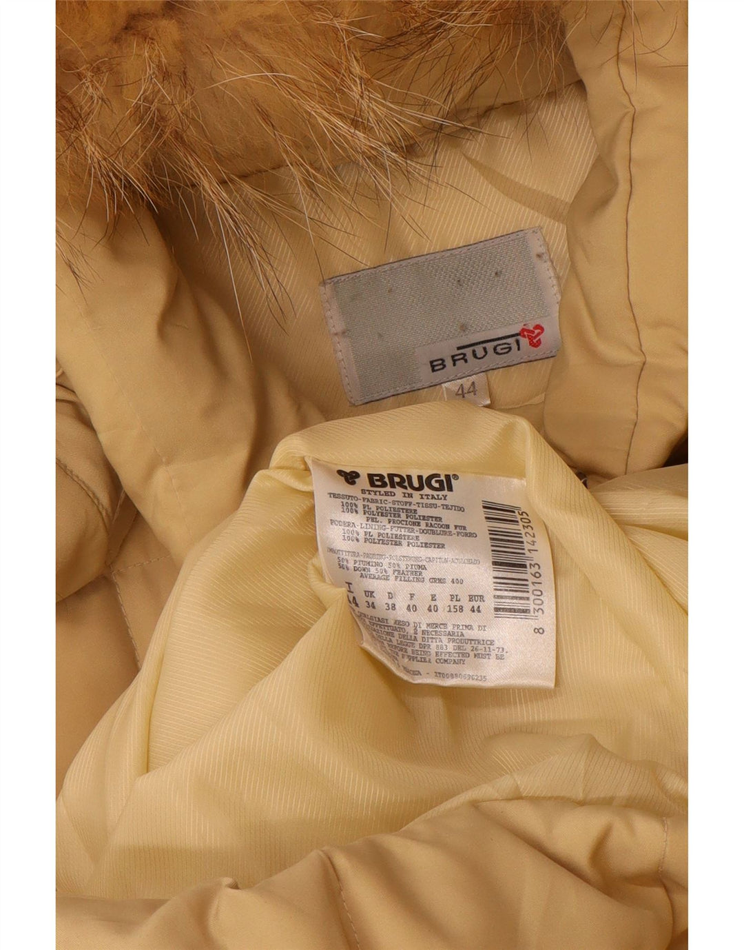 Piumino con cappuccio da donna BRUGI IT 44 Poliestere beige medio