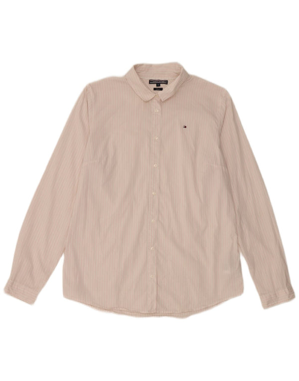 Tommy Hilfiger Chemise ajustée pour femme US 12 Grand coton rayé blanc