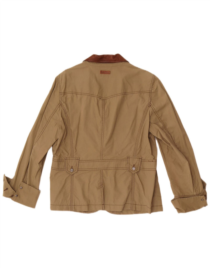 Marlboro Classics Womens 3 Button Blazer Jacket EU 48 2XL Khaki Colourblock