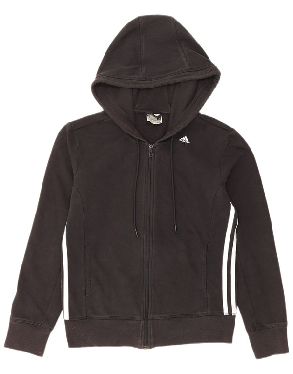 Adidas Damen Climalite Zip Hoodie Pullover UK 8/10 Small Schwarz Baumwolle