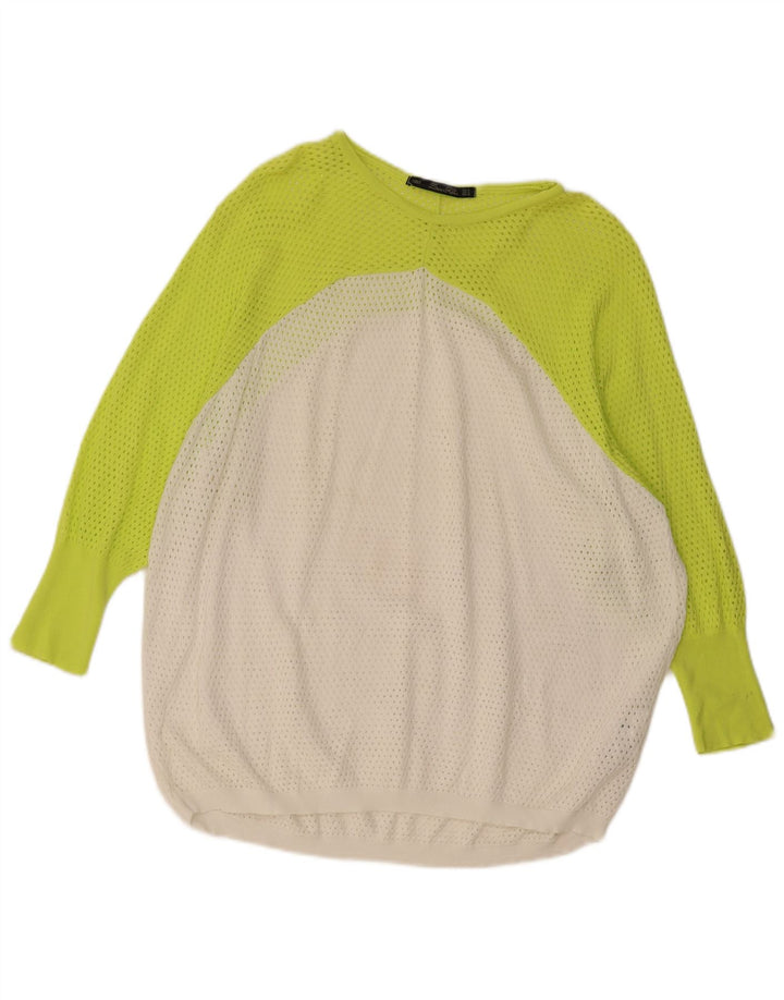 ZARA Womens Oversized Boat Neck Jumper Sweater UK 14 Medium White