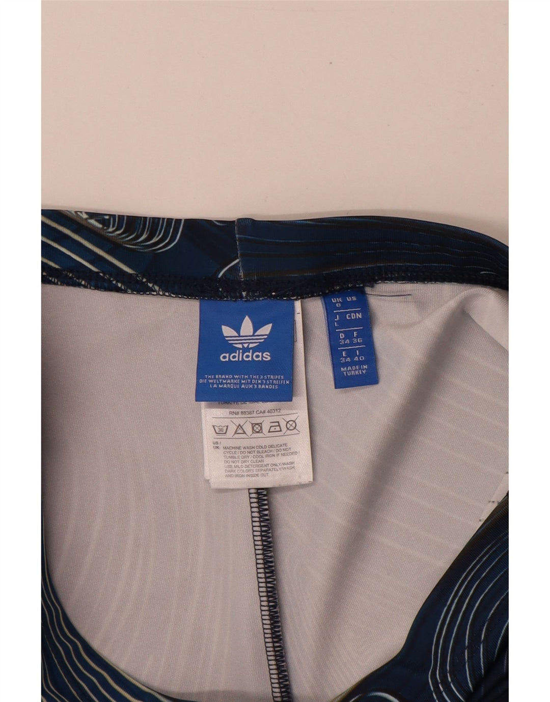 Leggings Adidas da donna con motivo astratto UK 8 Small poliestere blu navy