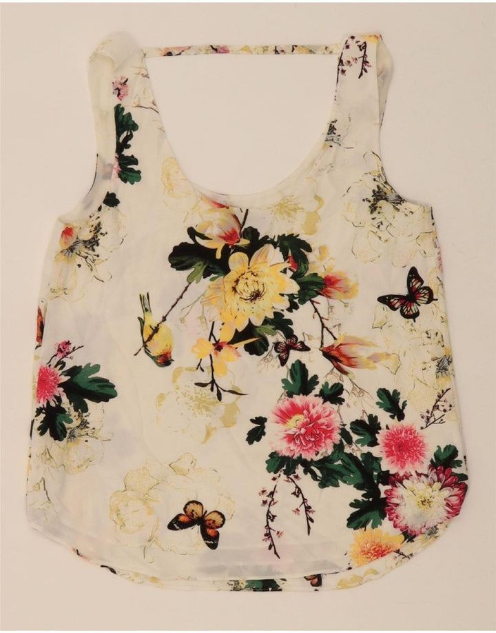 OASIS Womens Sleeveless Blouse Top UK 10 Small White Floral Polyester Vintage Oasis and Second-Hand Oasis from Messina Hembry 