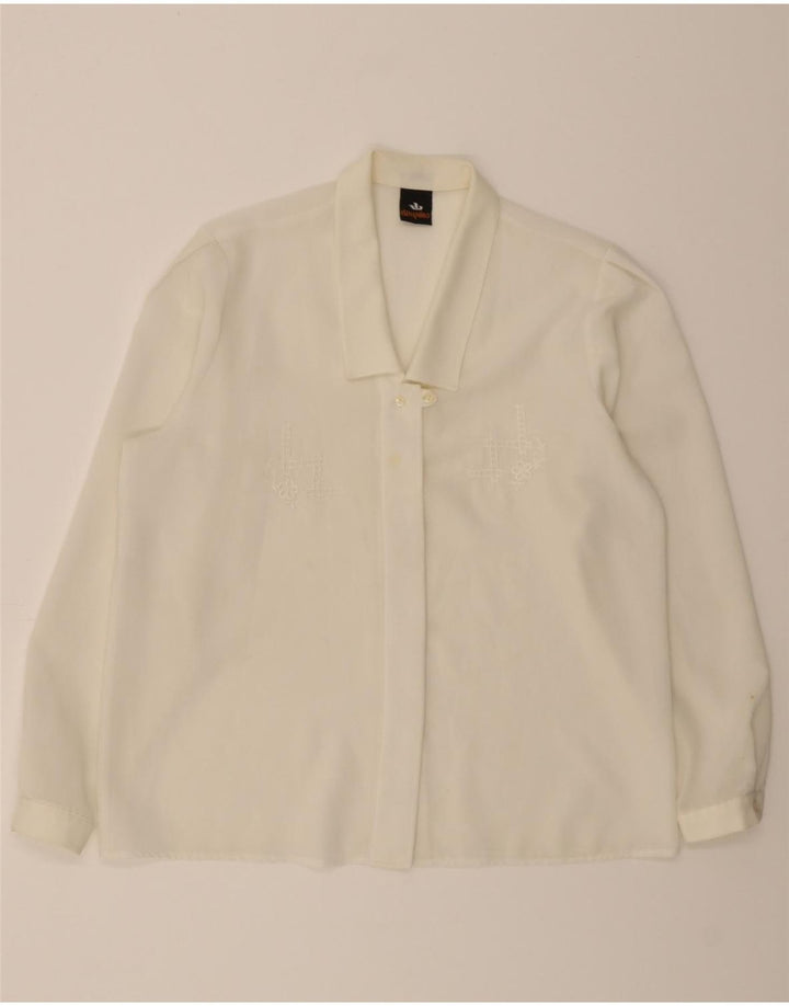 ELENA MIRO Womens Shirt Blouse UK 18 XL White Polyester Vintage ELENA MIRO and Second-Hand ELENA MIRO from Messina Hembry 