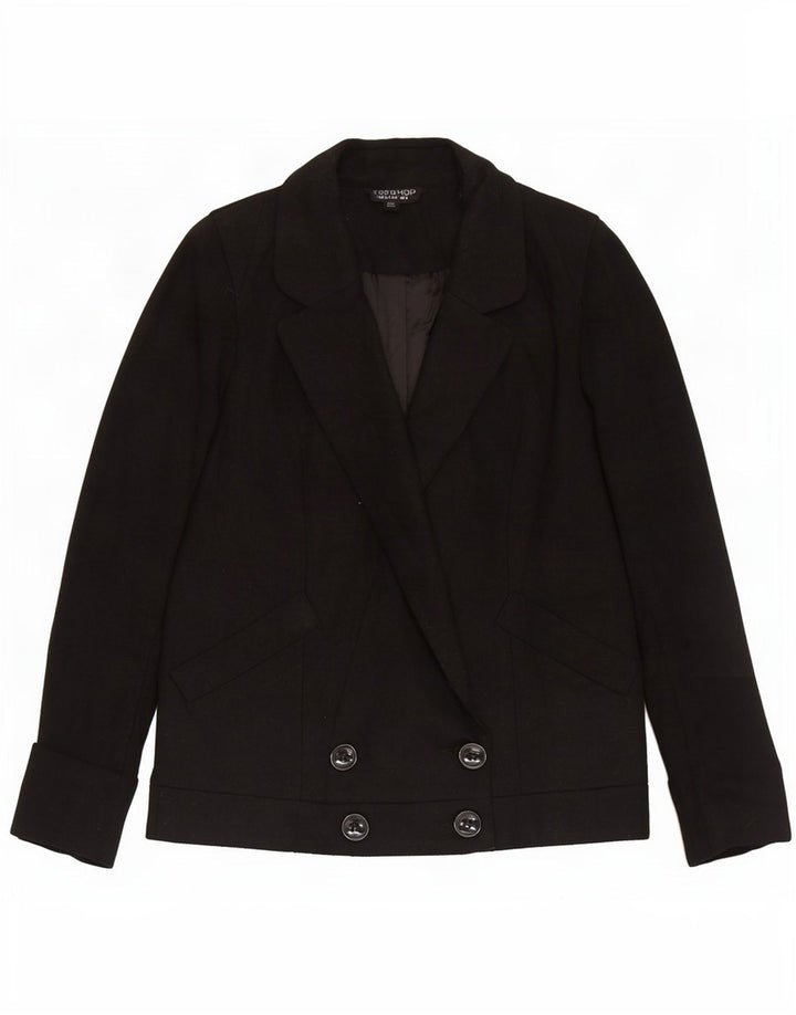 Topshop Veste Blazer Double Boutonnage Femme UK 8 Petite Laine Noire