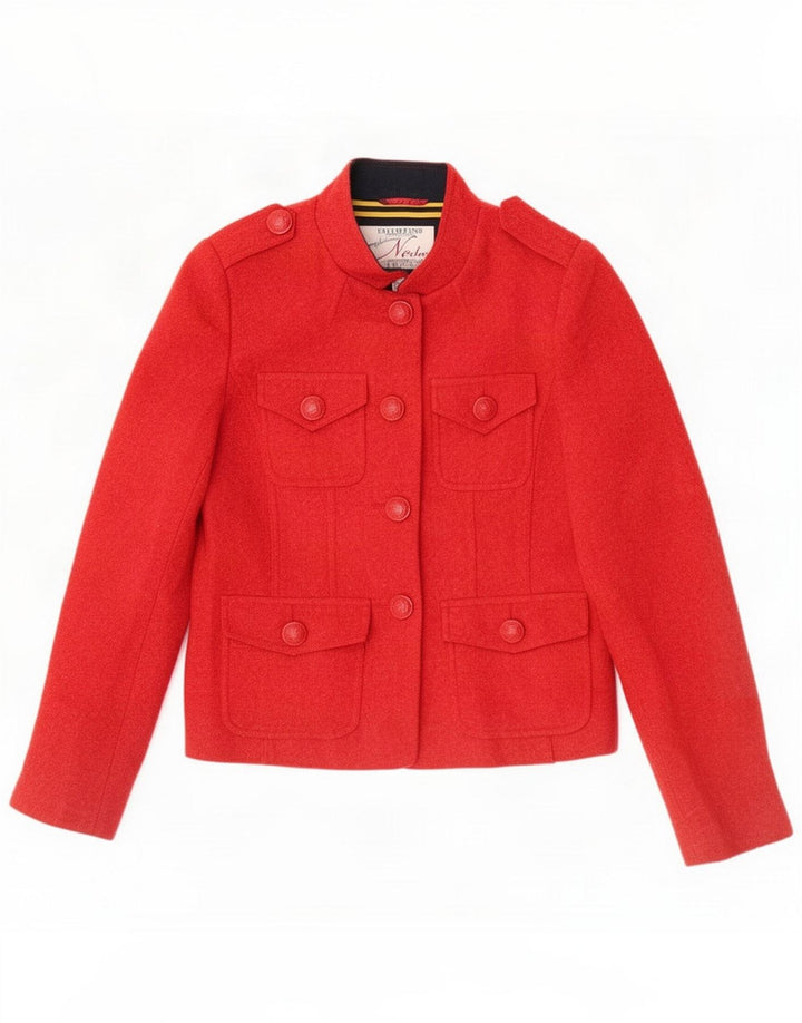 Chaqueta tipo blazer militar de 4 botones para mujer Ness UK 10 Small Red Wool